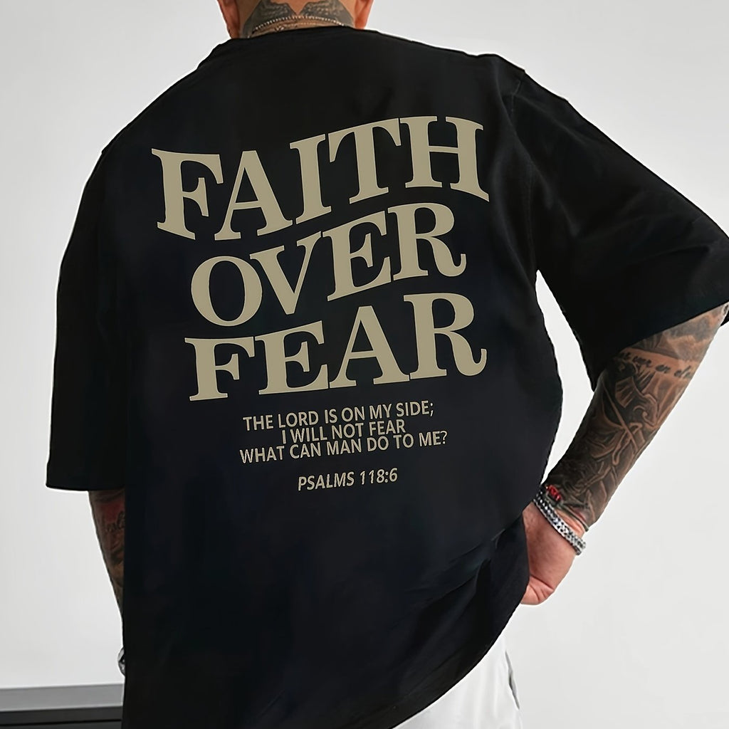 Faith Over Fear Creative Print Men's Casual T-Shirt