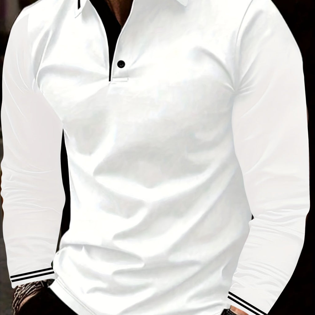 Men's Casual Long Sleeve Polo Shirt