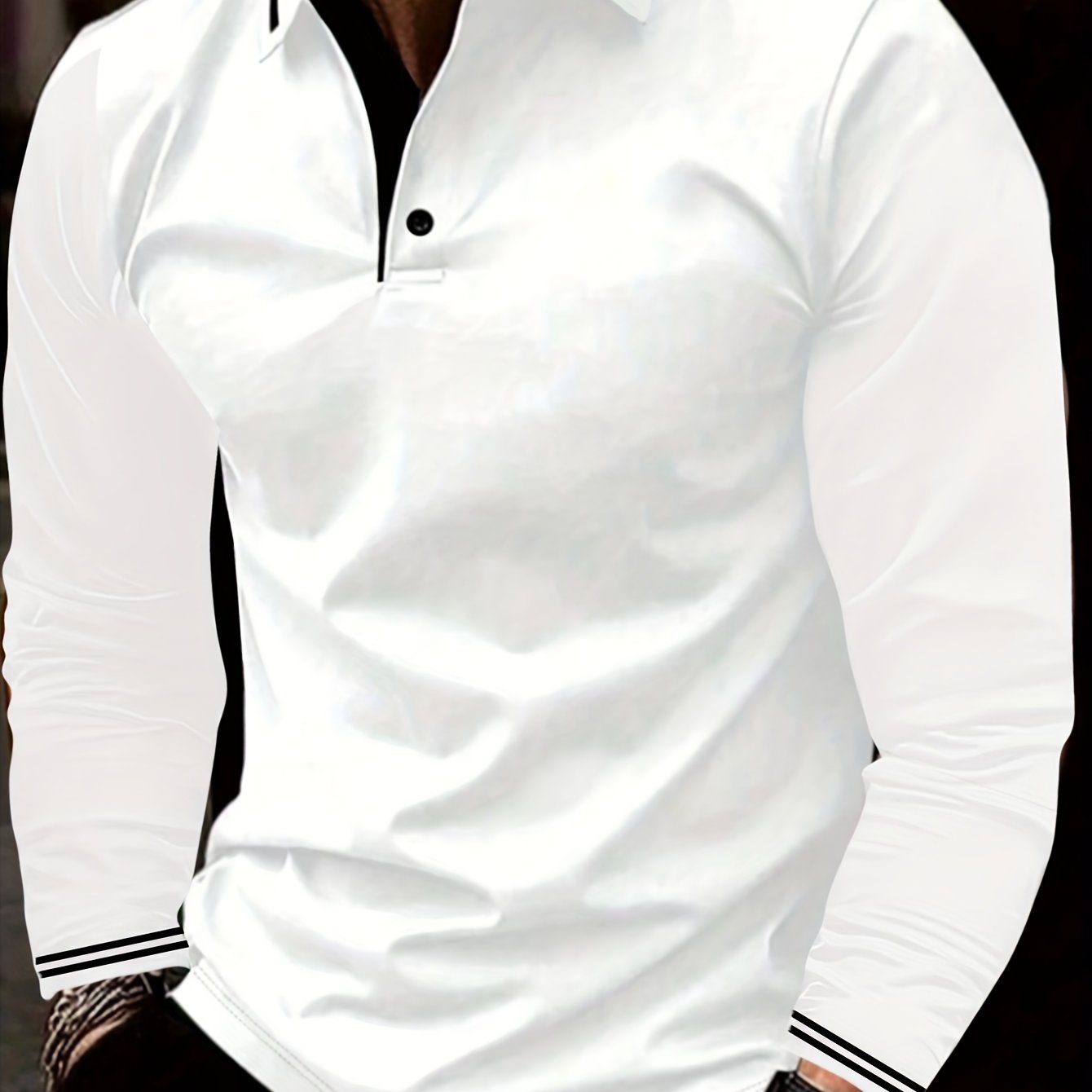 Men's Casual Long Sleeve Polo Shirt