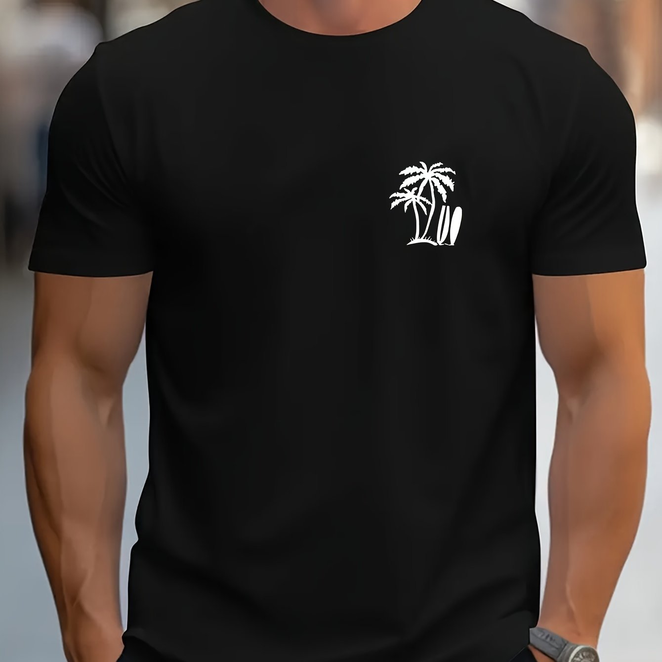 Palm Tree Print Men's Casual T-Shirt