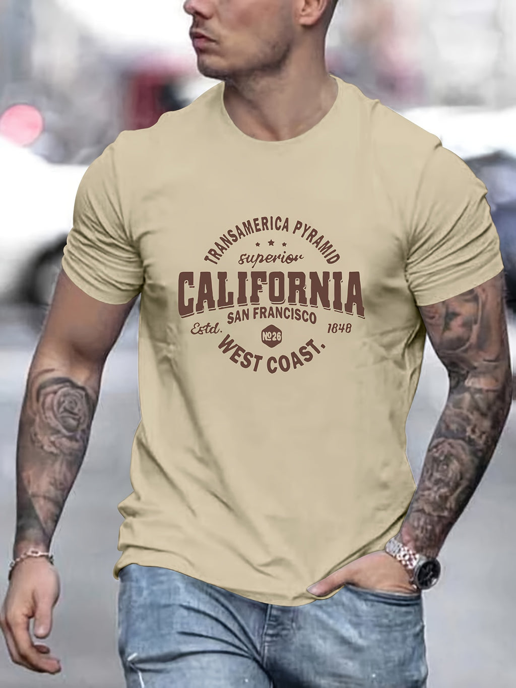 California-Inspired Men's Casual T-Shirt