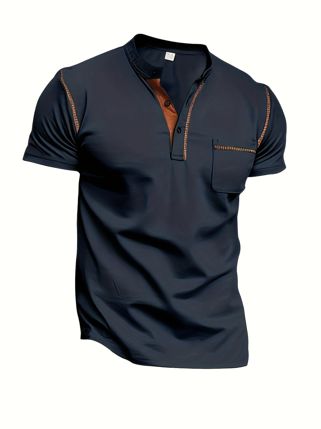 Men's Casual T-Shirt, Stylish Short Sleeve V-Neck With Button Detail Tee, Slim Fit Sports Tee For Everyday Wear