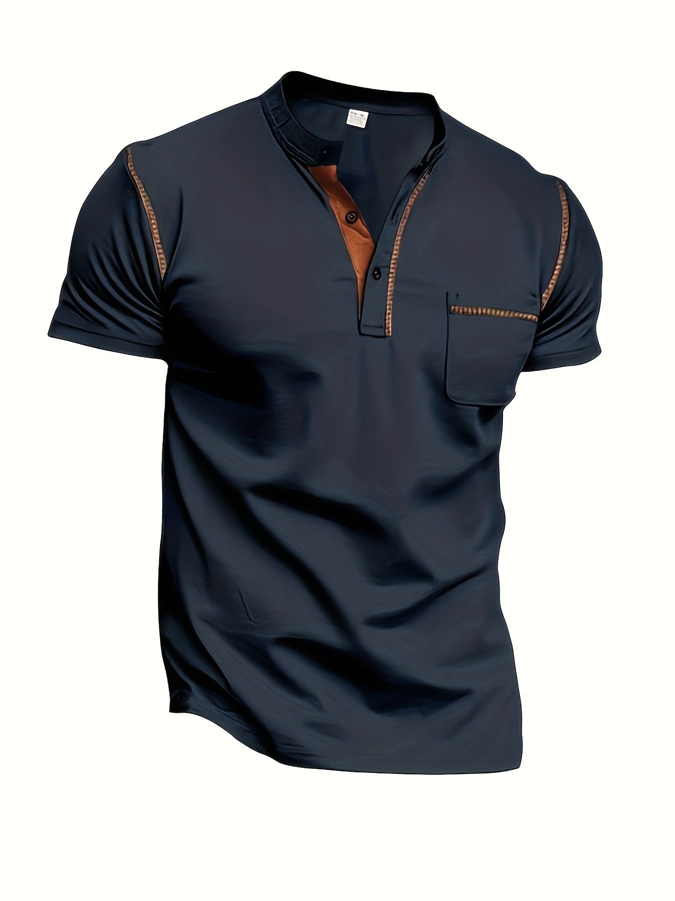 Men's Casual T-Shirt, Stylish Short Sleeve V-Neck With Button Detail Tee, Slim Fit Sports Tee For Everyday Wear