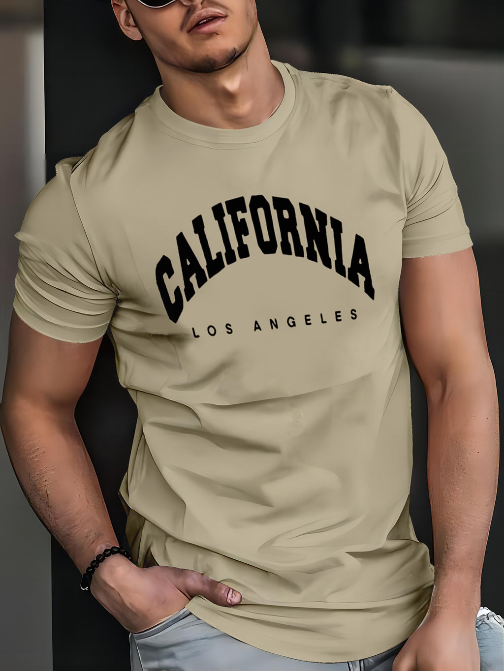 Comfortable 100% Polyester California Los Angeles Graphic 3D Print Men's T-Shirt