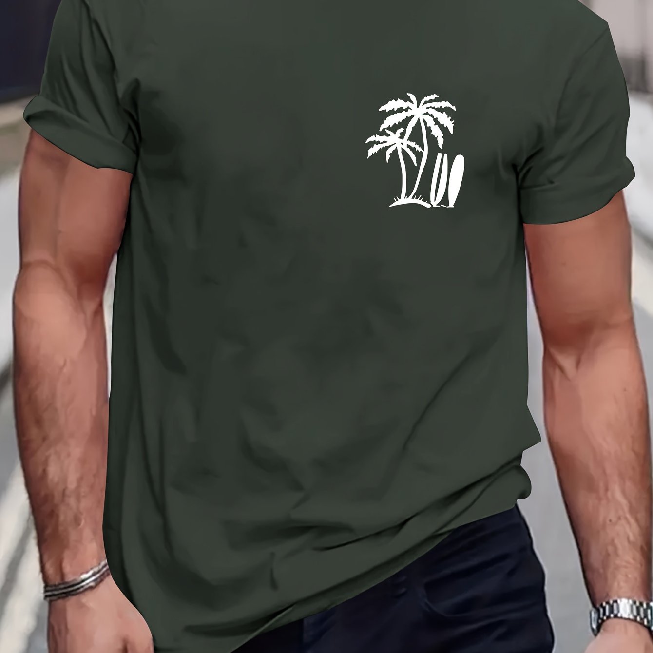Palm Tree Print Men's Casual T-Shirt