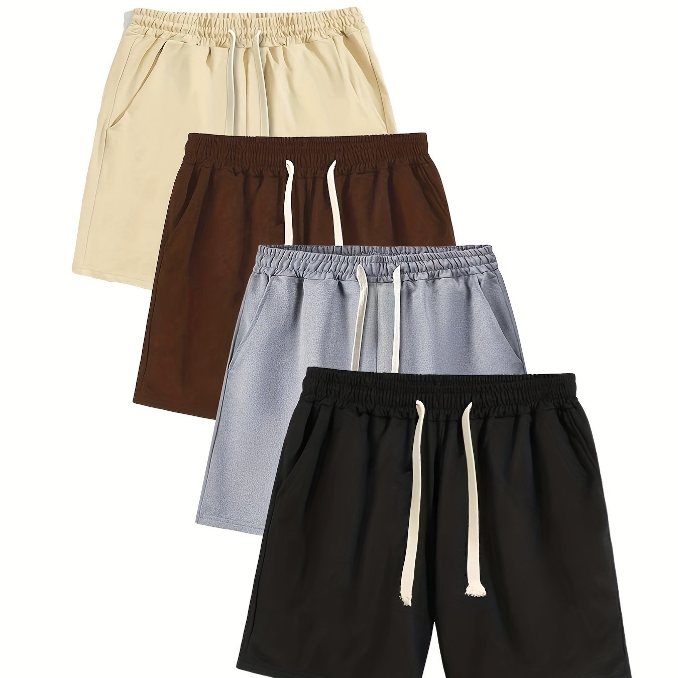 4 Pieces Comfy Solid Color Men's Shorts
