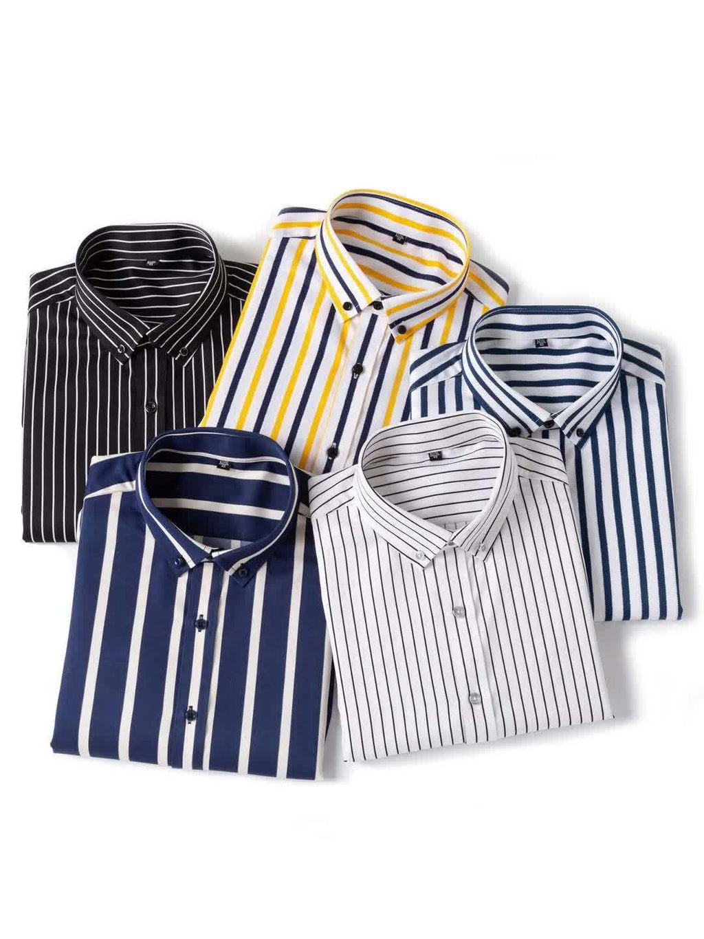 A Classic Regular-Fit Men'S Dress Shirt with Wide Vertical Stripes.
