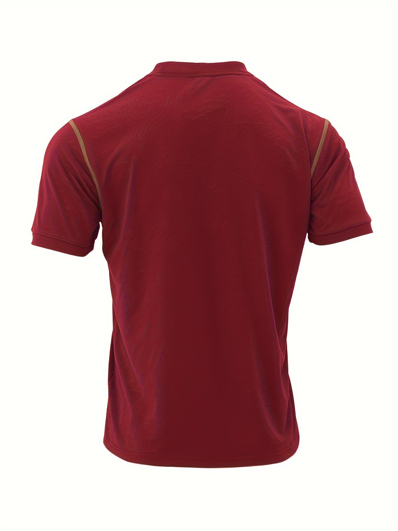 Men's Casual T-Shirt, Stylish Short Sleeve V-Neck With Button Detail Tee, Slim Fit Sports Tee For Everyday Wear