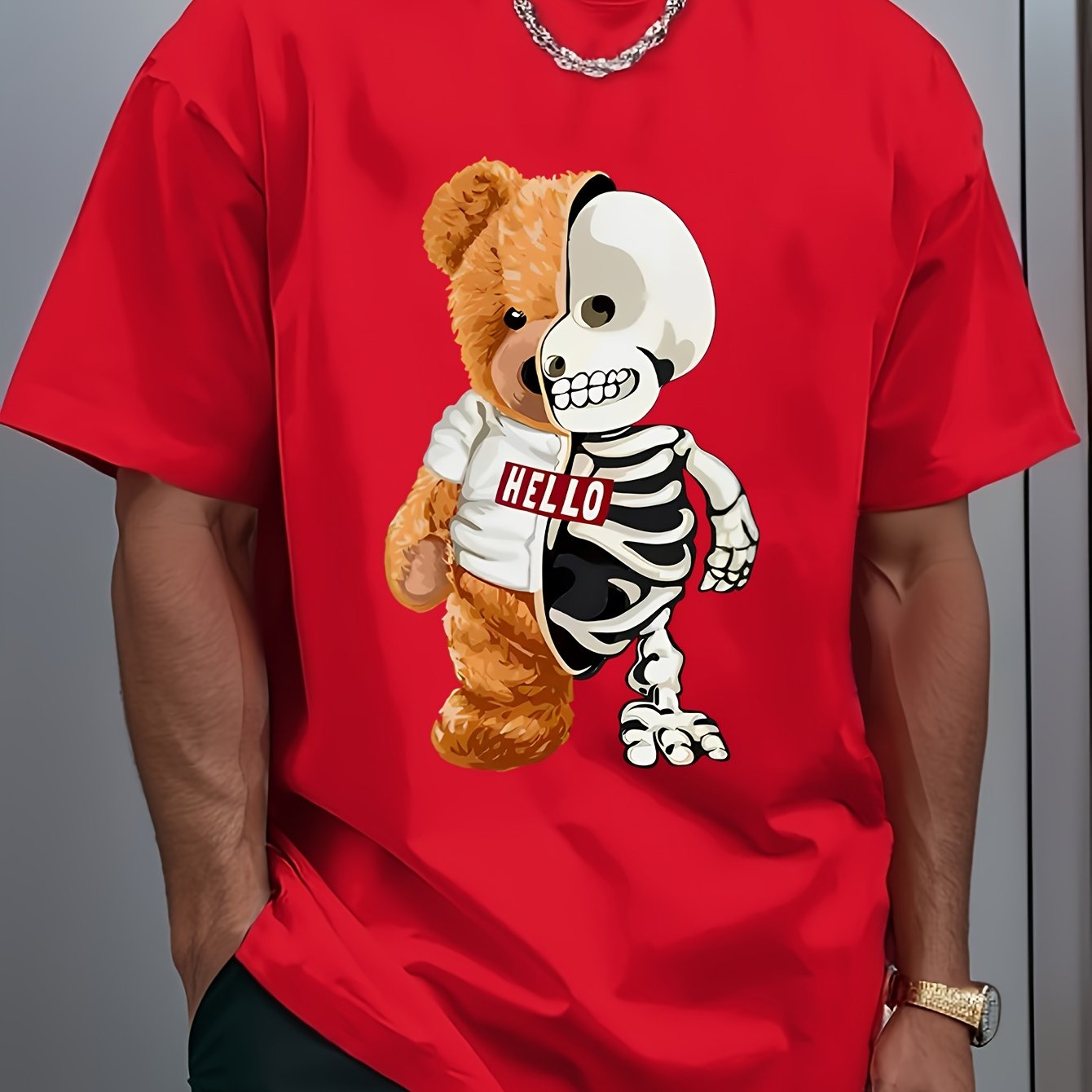 [Cotton Men's T-Shirt] Soft Cotton Men's Casual T-Shirt | Funny Basketball Bear Print, Short Sleeve, Round Neck, Summer Tee for Men | Sporty Urban Style, Playful Graphic Tee, Basketball Shirt