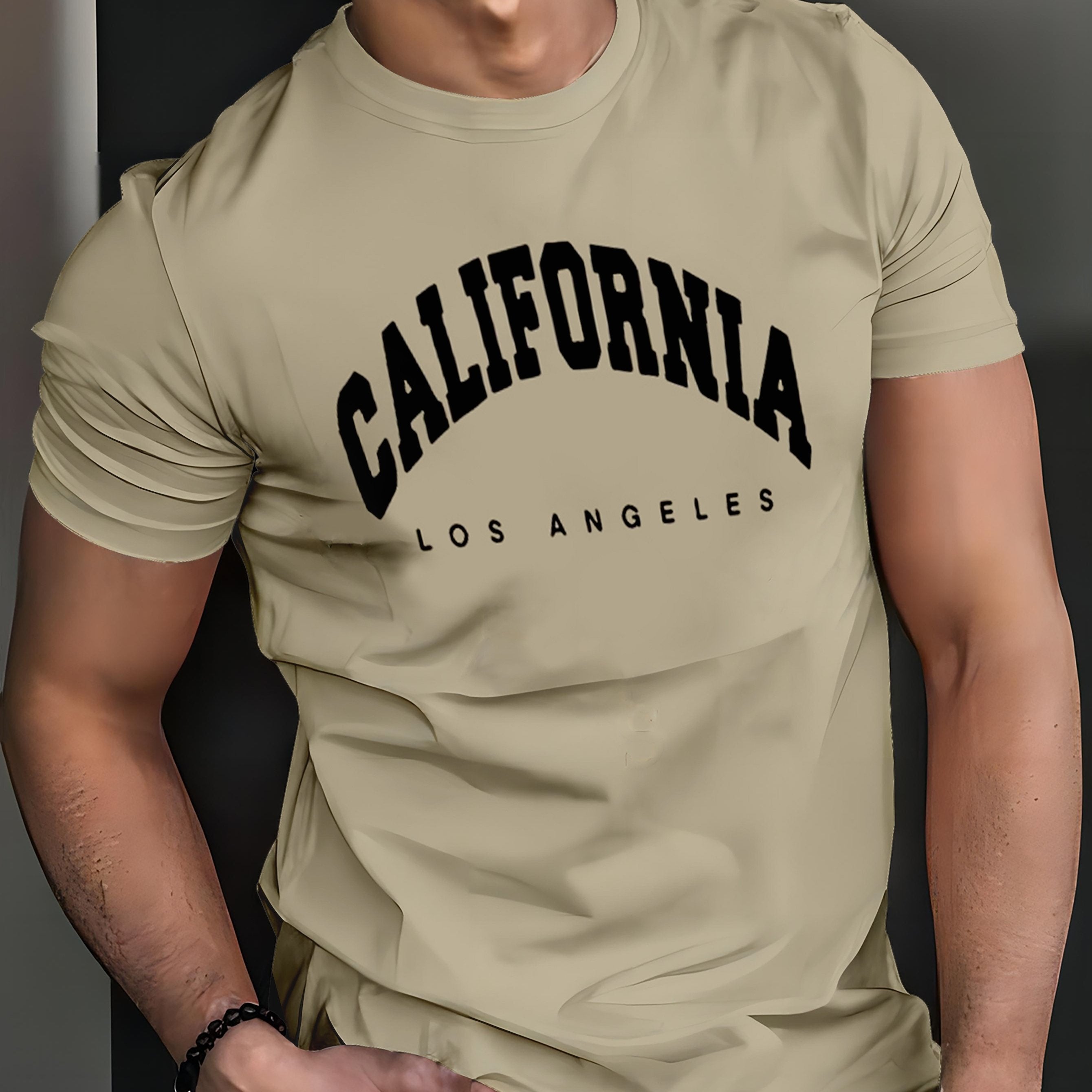 Comfortable 100% Polyester California Los Angeles Graphic 3D Print Men's T-Shirt