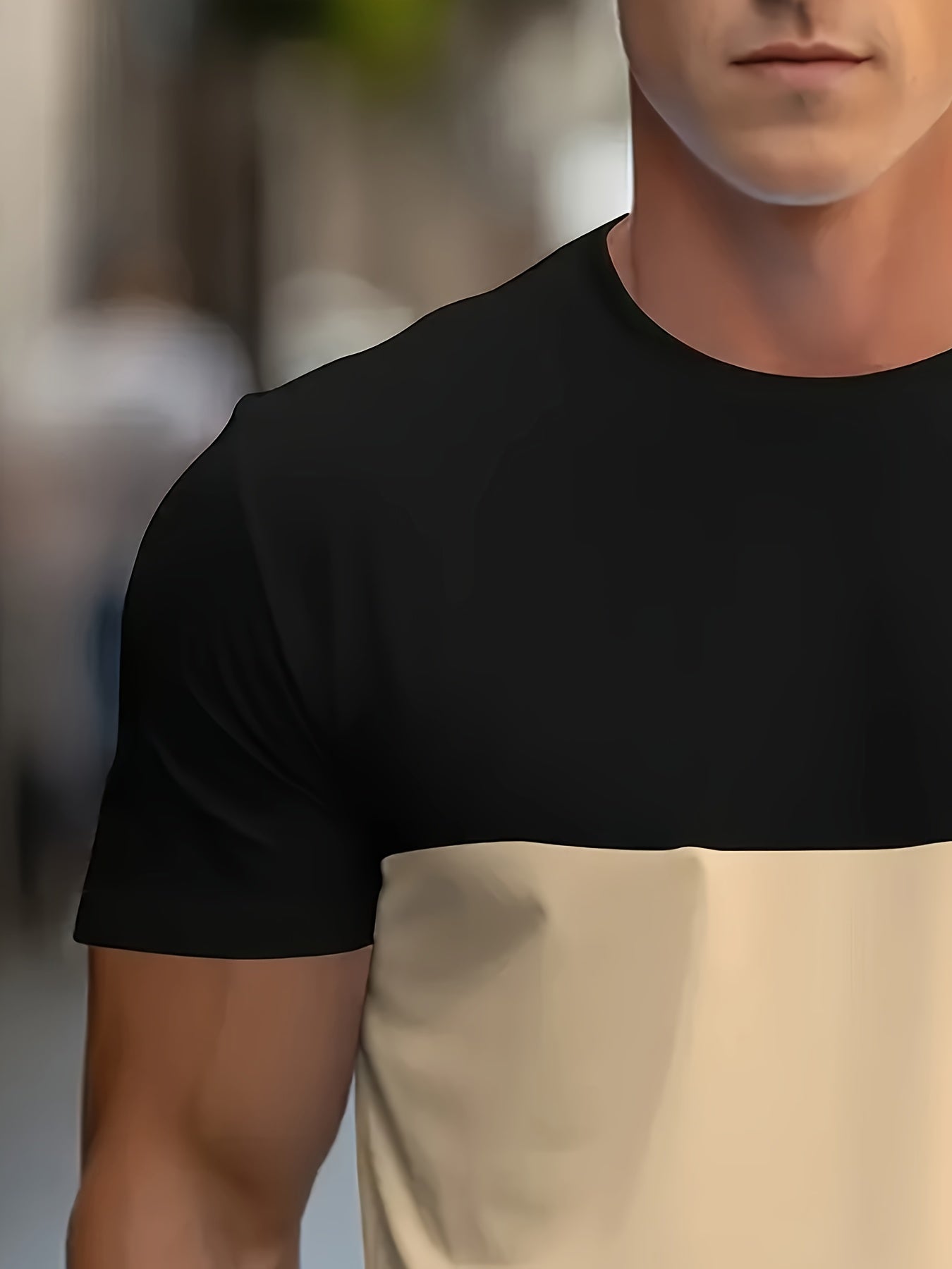 Men's Casual T-Shirt - Short Sleeve, Geometric Stripe Design