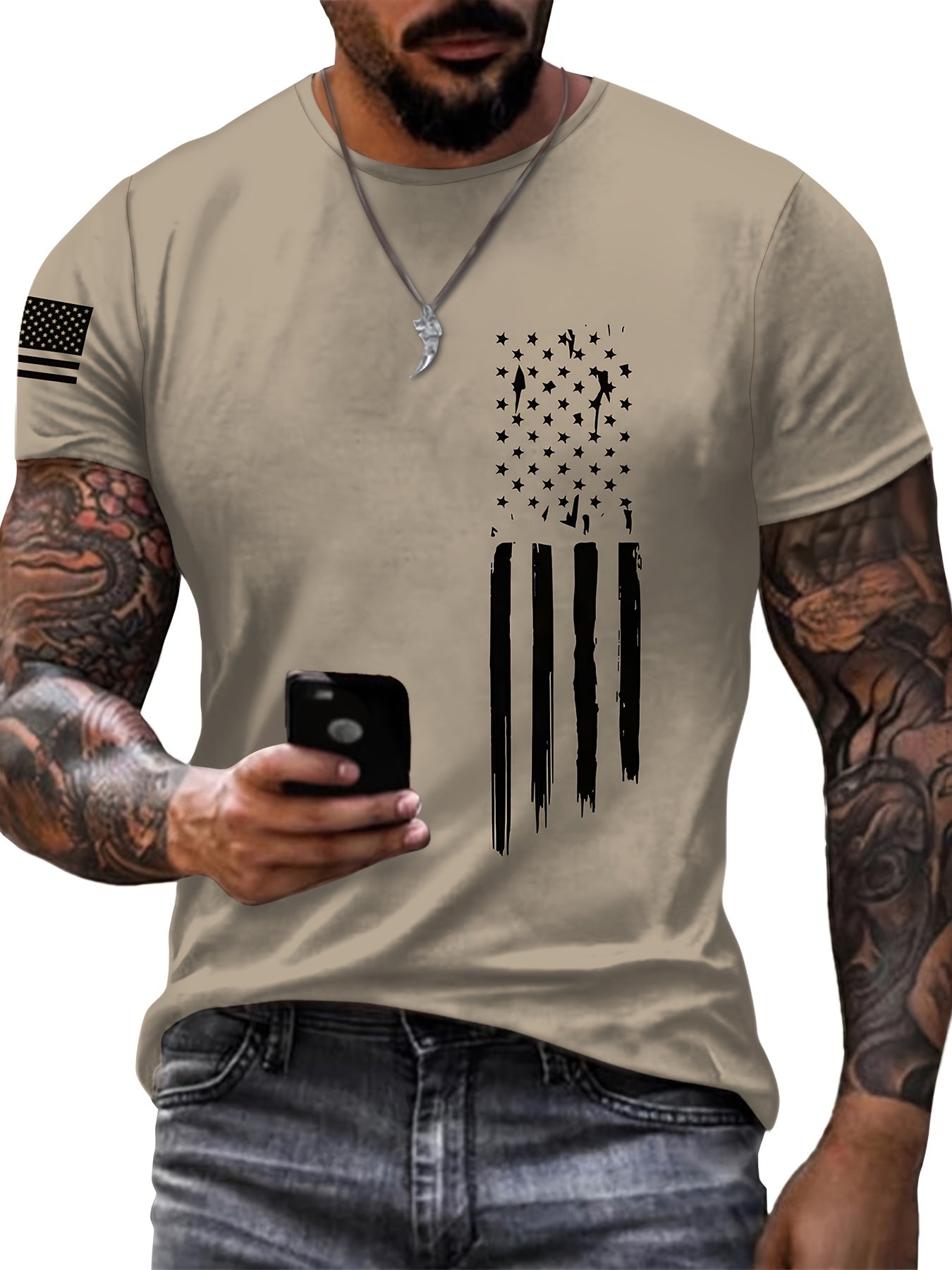 Men's T-Shirt with a Simple Striped 3D Digital Print