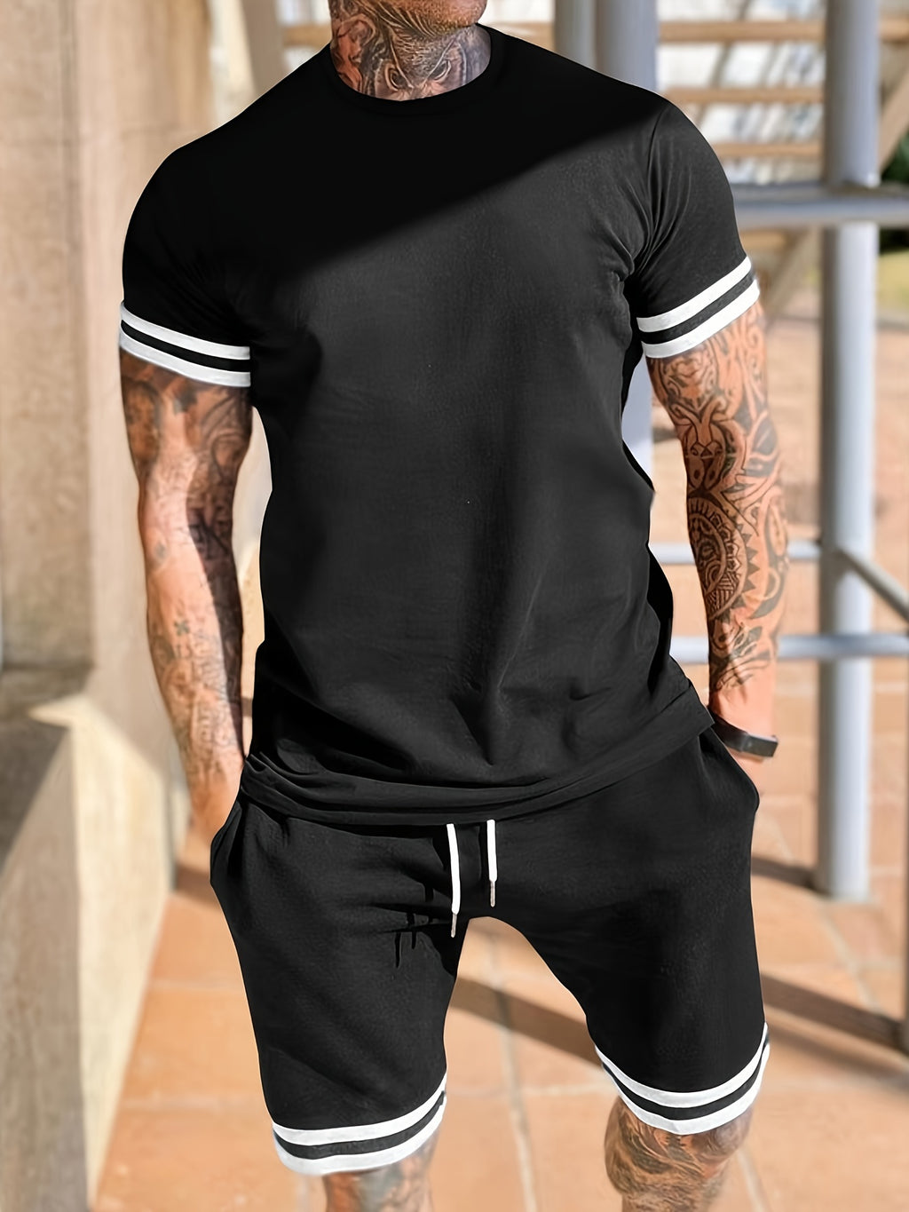 Casual Round Neck Short Sleeve Men's T-shirt