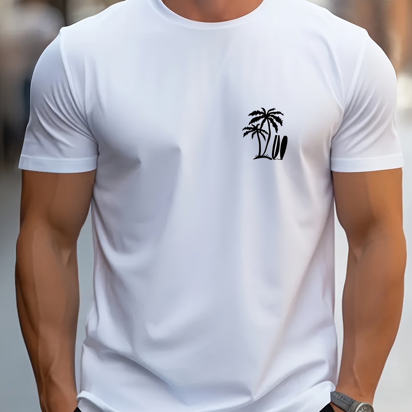 Palm Tree Print Men's Casual T-Shirt