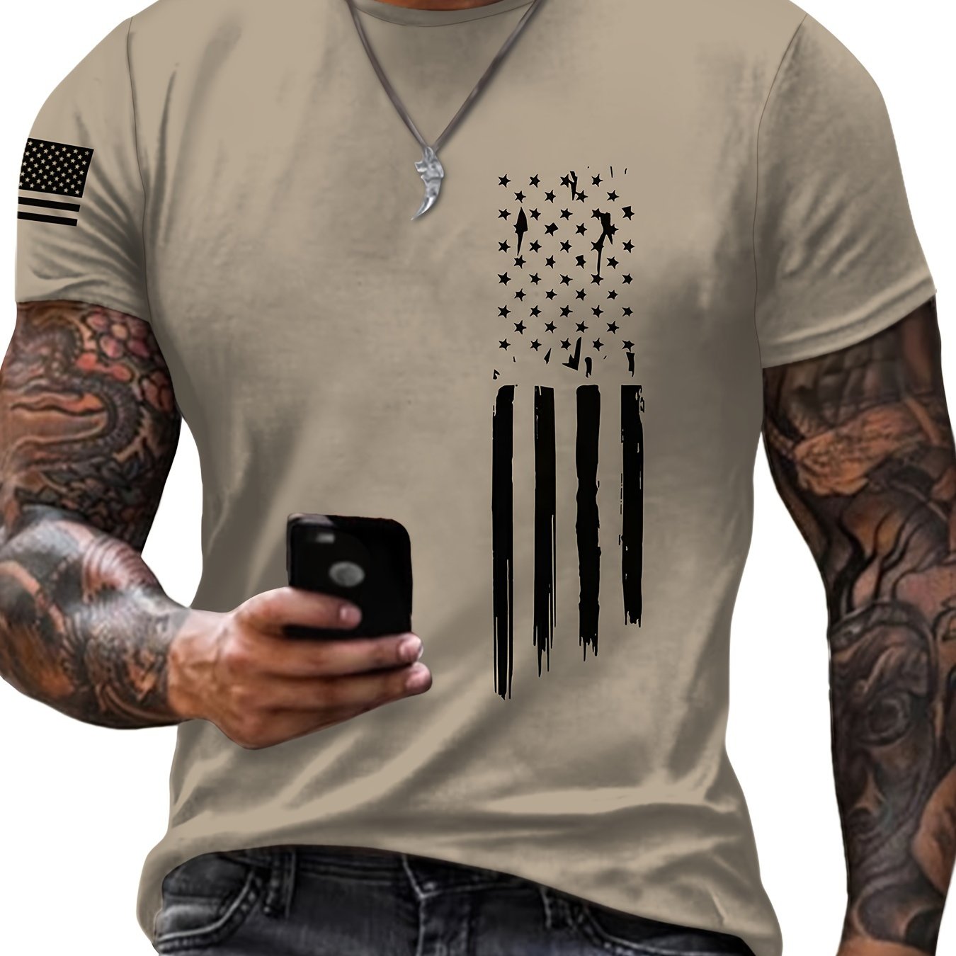 Men's T-Shirt with a Simple Striped 3D Digital Print