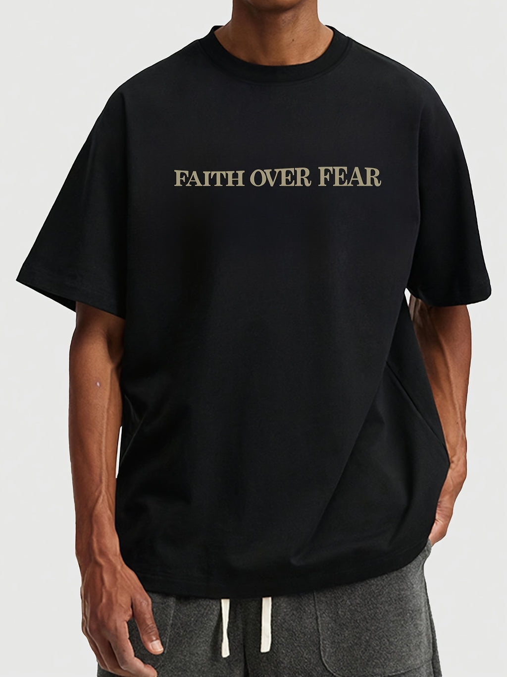 Faith Over Fear Creative Print Men's Casual T-Shirt