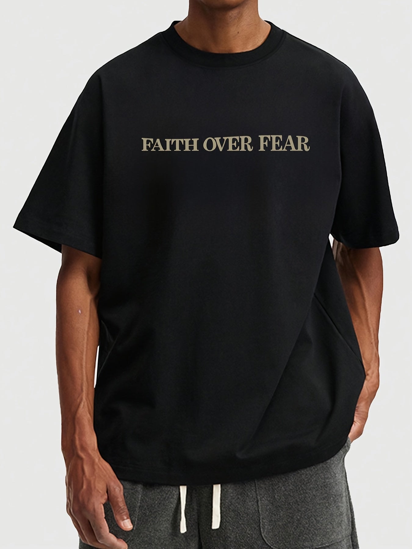 Faith Over Fear Creative Print Men's Casual T-Shirt