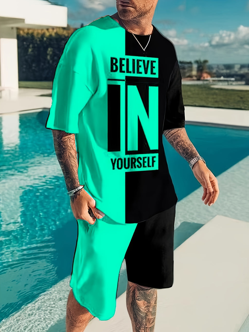 Men's Casual T-Shirt and Shorts Set