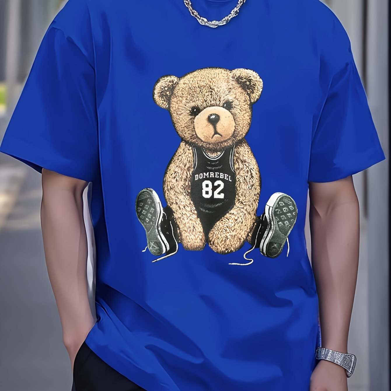 [Cotton Men's T-Shirt] Soft Cotton Men's Casual T-Shirt | Funny Basketball Bear Print, Short Sleeve, Round Neck, Summer Tee for Men | Sporty Urban Style, Playful Graphic Tee, Basketball Shirt