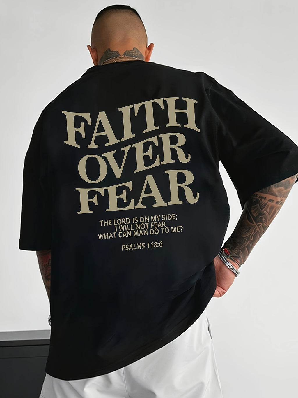Faith Over Fear Creative Print Men's Casual T-Shirt