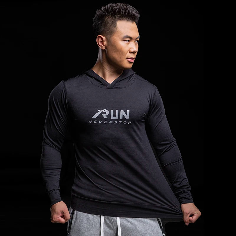 Gym Sports Fitness Dry Hooded T-Shirt for Men