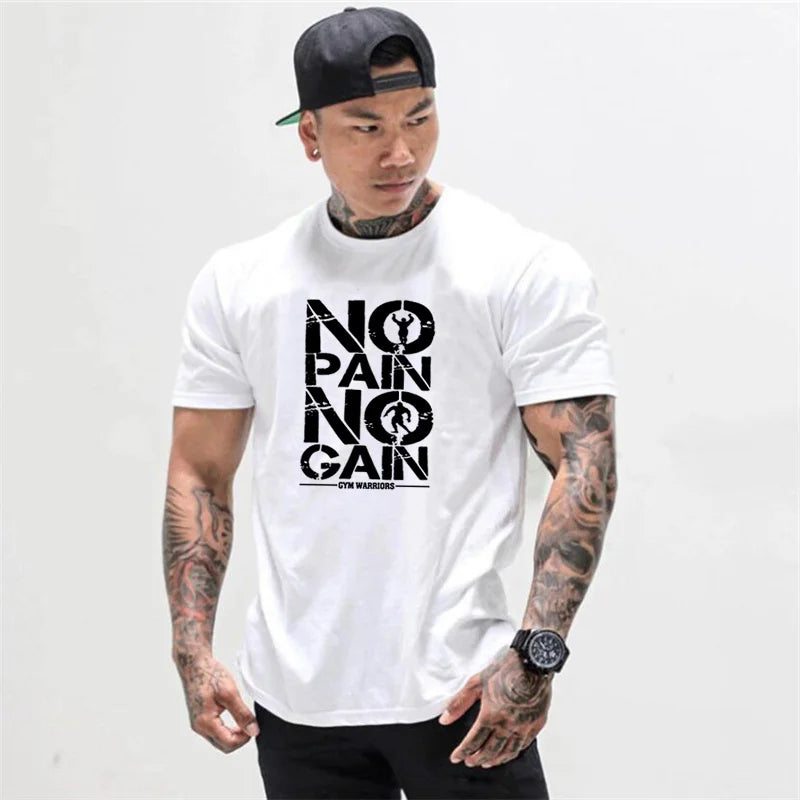 Gym's NO PAIN NO GAIN Cotton Short Sleeve T-Shirt Sportswear for Men