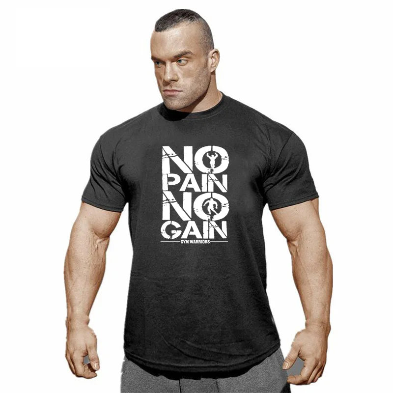 Gym's NO PAIN NO GAIN Cotton Short Sleeve T-Shirt Sportswear for Men