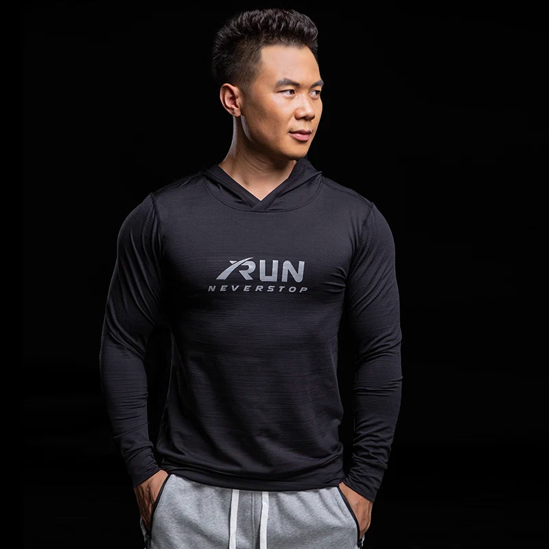 Gym Sports Fitness Dry Hooded T-Shirt for Men