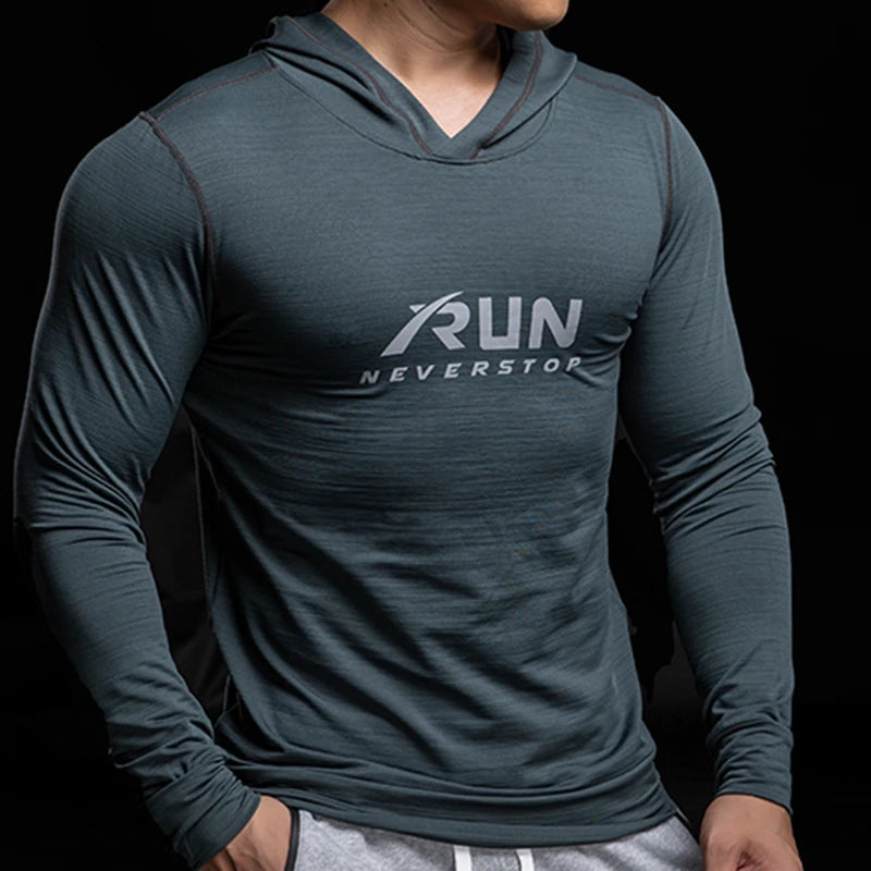 Gym Sports Fitness Dry Hooded T-Shirt for Men