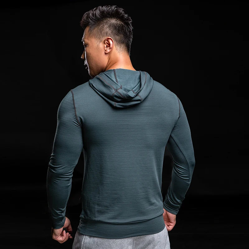 Gym Sports Fitness Dry Hooded T-Shirt for Men