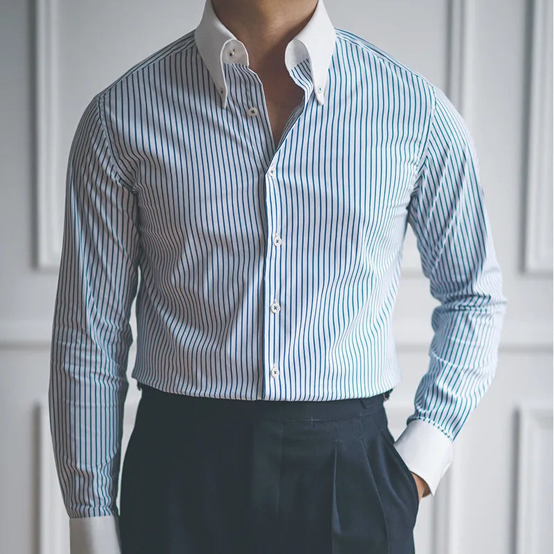 Casual Stripe Retro Shirt Dress