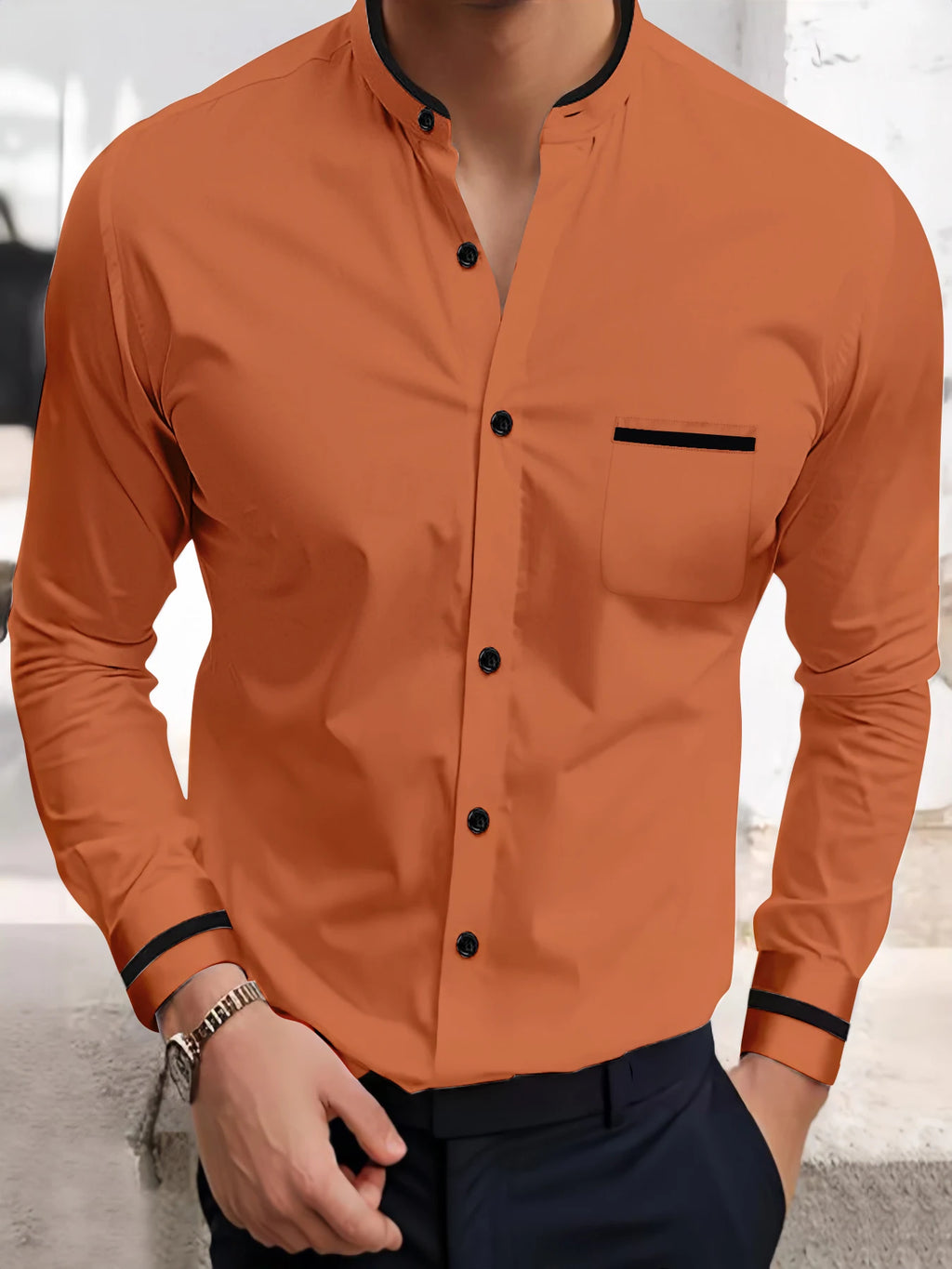 Men's Casual Long Sleeve Dress Up Shirt