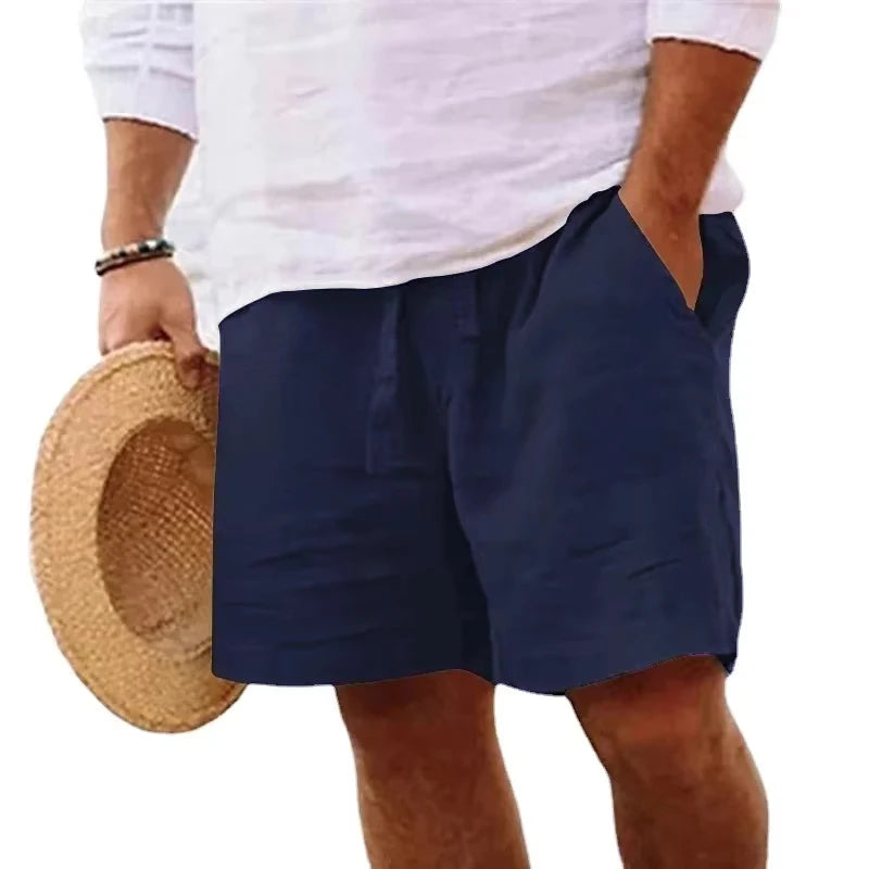 Men"Cotton Solid Color Short