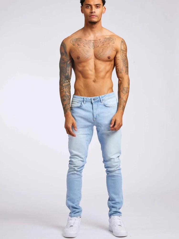 Men's Elastic Skinny Solid Color Stretch Slim Fit Denim Jeans