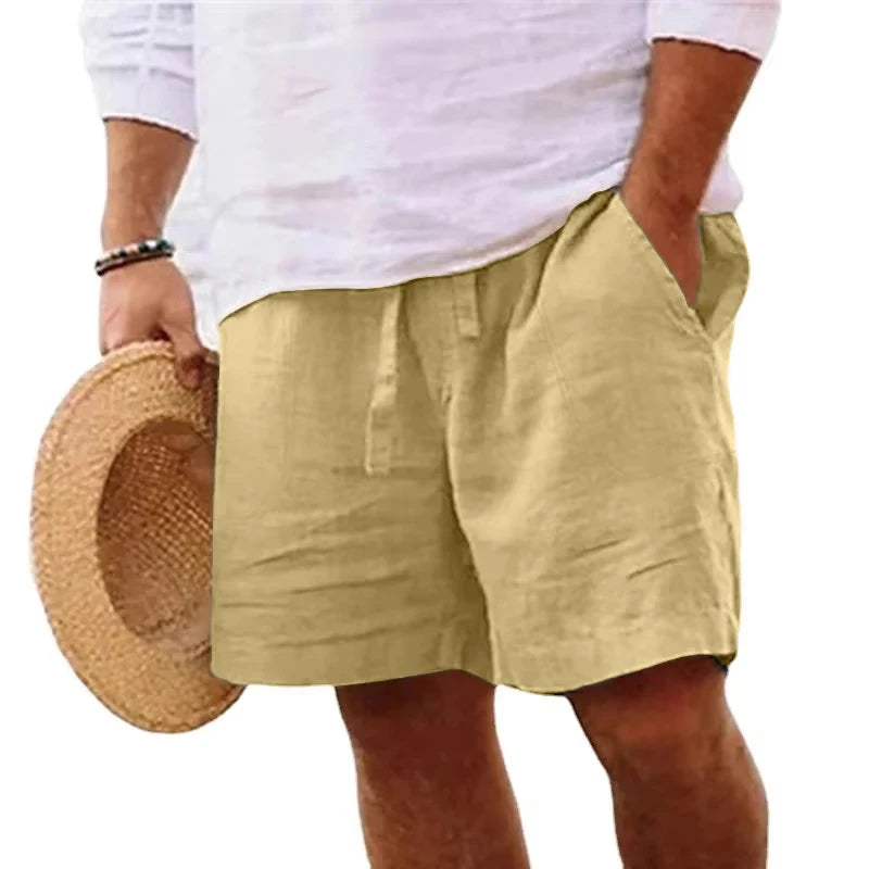 Men"Cotton Solid Color Short