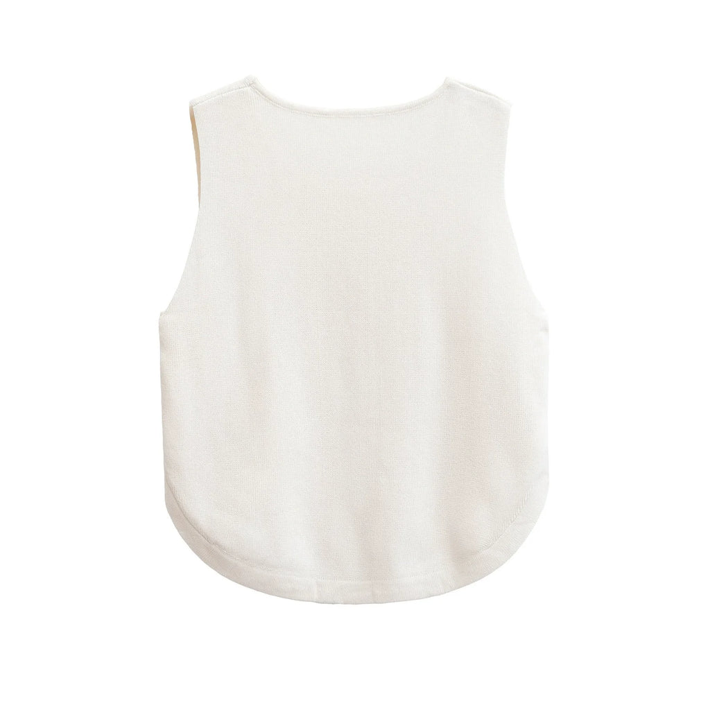 Women's Chic Sleeveless with Side Buckles Asymmetrical Hem Casual O-neck Crop Top