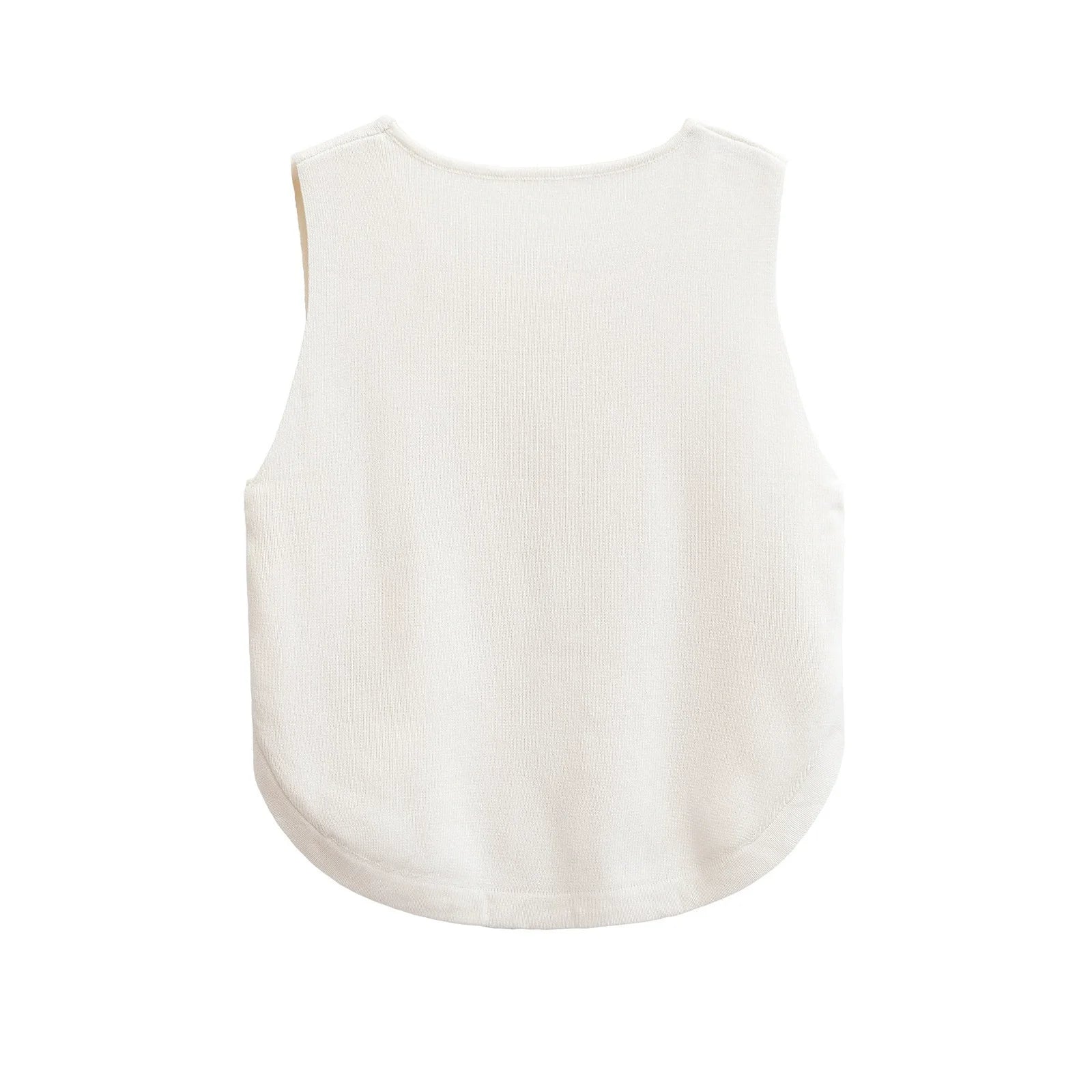 Women's Chic Sleeveless with Side Buckles Asymmetrical Hem Casual O-neck Crop Top