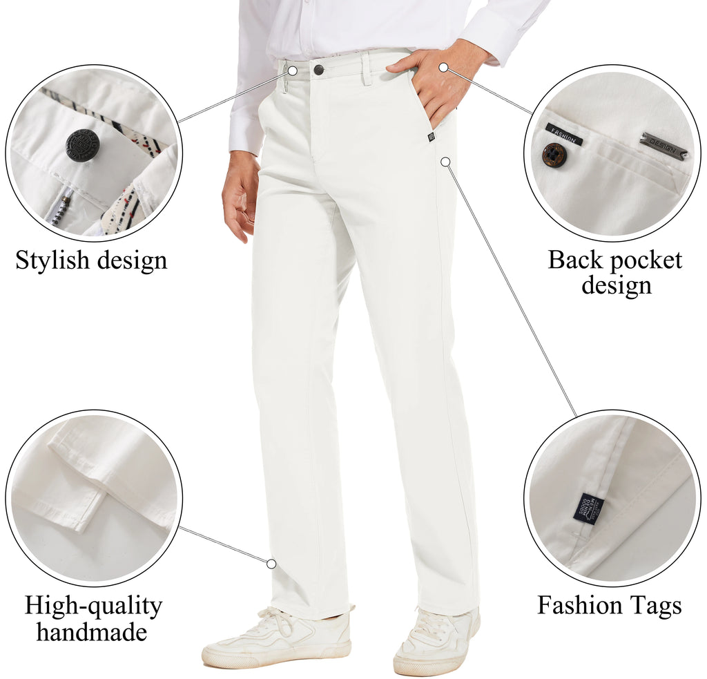 Men's Classic Straight White Cotton Chino Pants