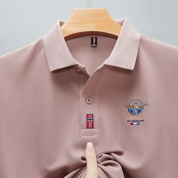 New Business Casual Wrinkle Resistant Half Sleeved Lapel Polo Shirt for Men