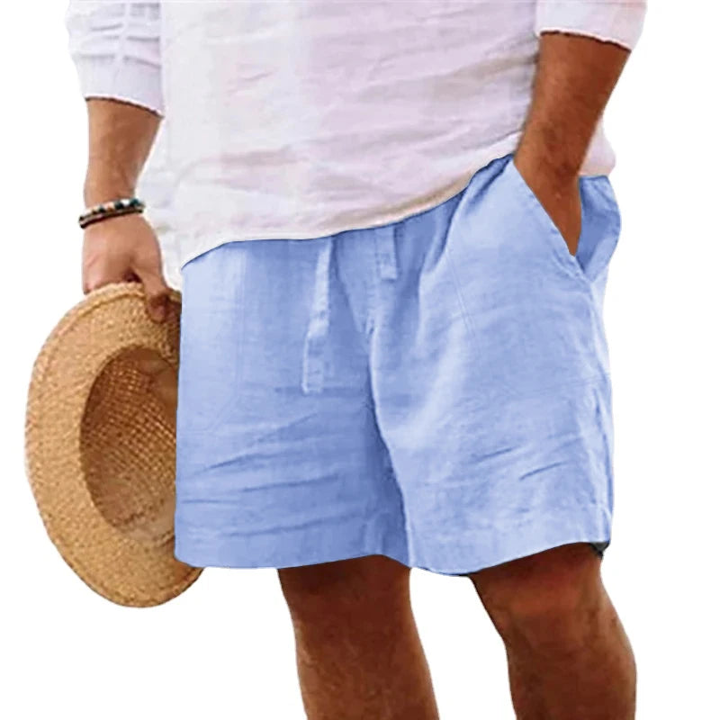 Men"Cotton Solid Color Short