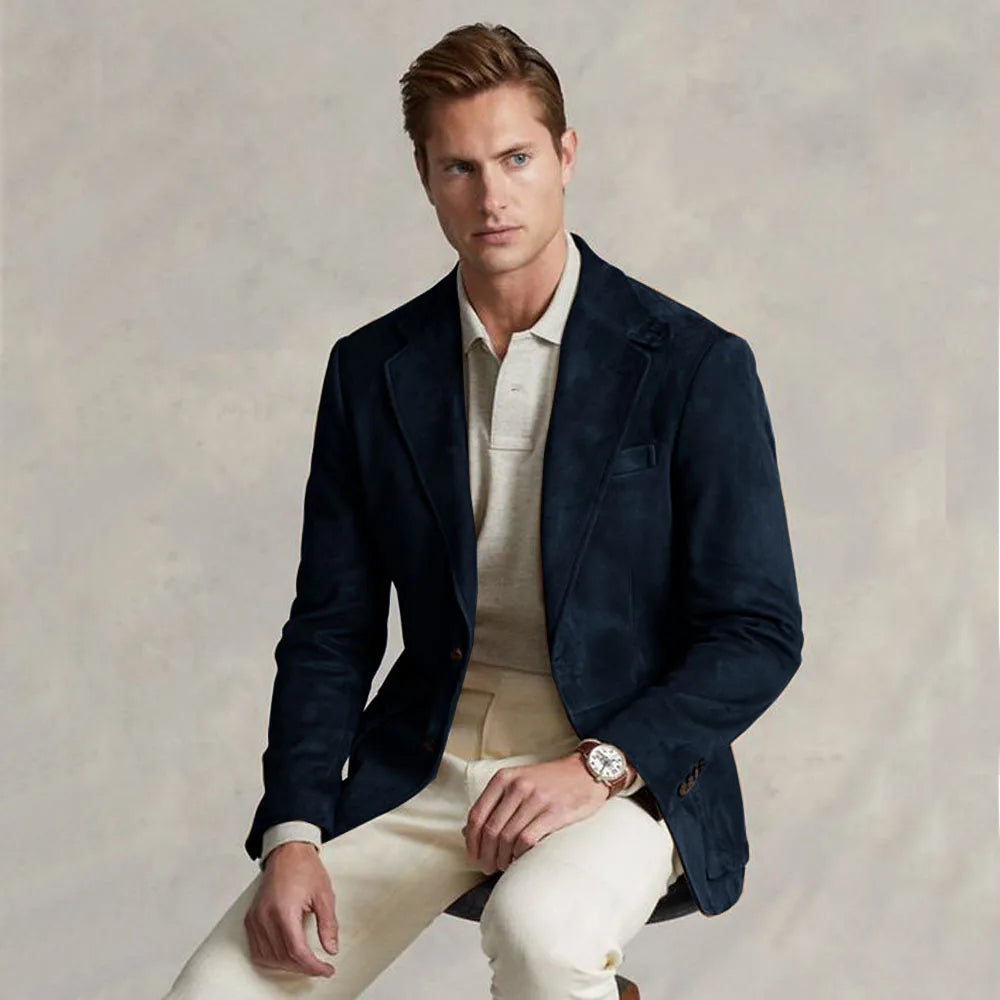 Men's Suit Jacket Suede Single Breasted Casual