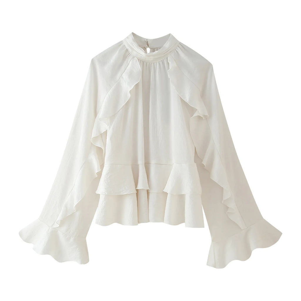 Women's Ruffle Long Sleeve Elegant Blouse