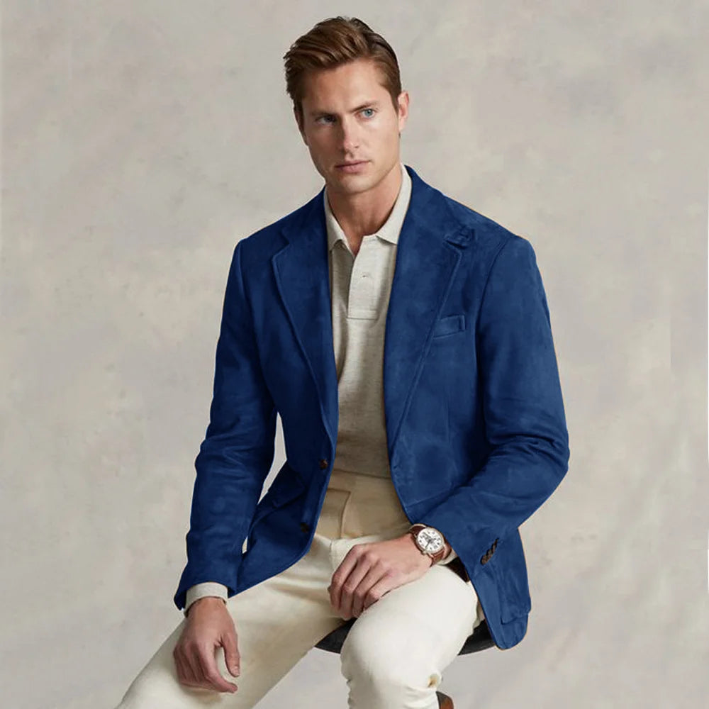 Men's Suit Jacket Suede Single Breasted Casual