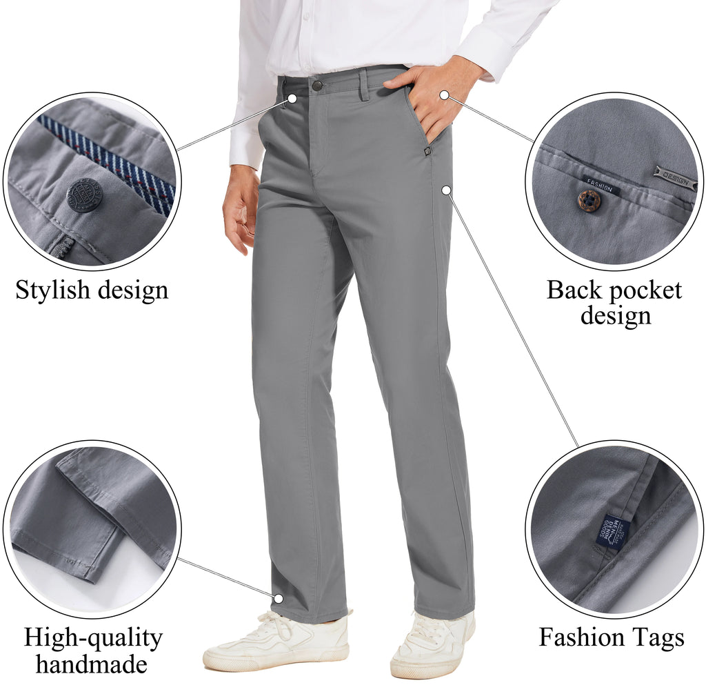 Men's Classic Straight White Cotton Chino Pants