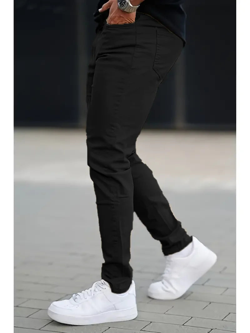 Black Men's Casual Slim Fit Jeans.