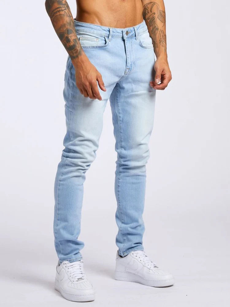 Men's Elastic Skinny Solid Color Stretch Slim Fit Denim Jeans