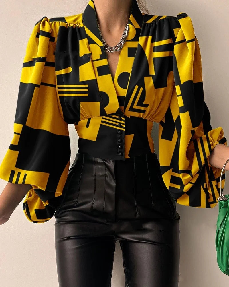 Women's Blouse Sexy Irregular V Neck