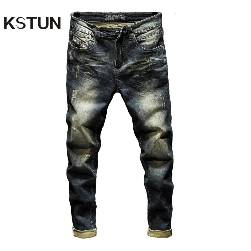 Men's Denim Pants Slim Fit Retro Stretch