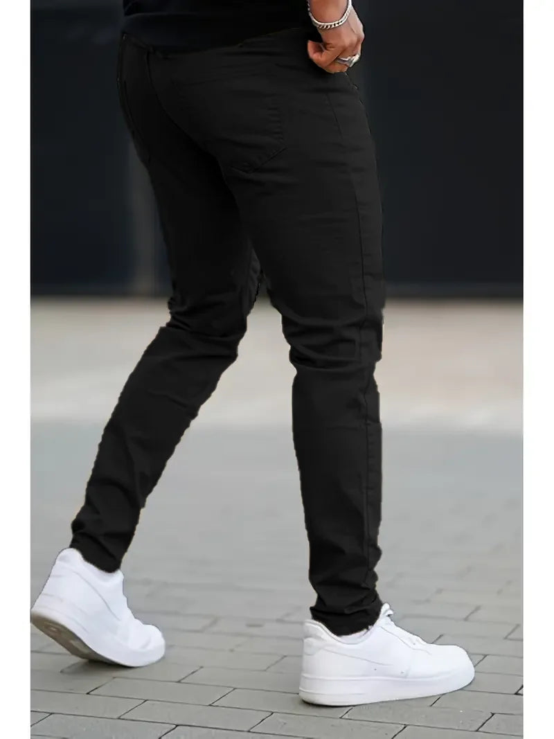 Black Men's Casual Slim Fit Jeans.