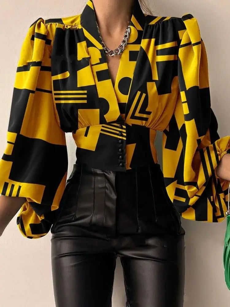 Women's Blouse Sexy Irregular V Neck